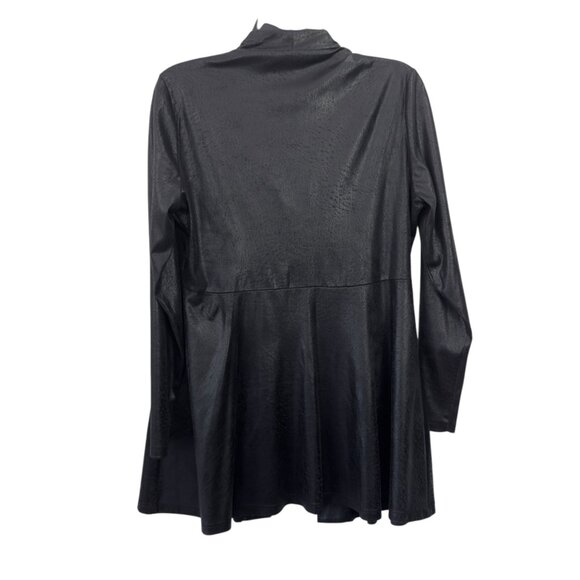 Soft Works Faux Coating Black Open Front Cardigan Jacket Womens S - Picture 11 of 11